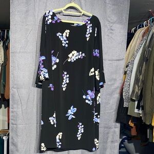Roz & Ali Black Dress with Purple and White Floral Design
